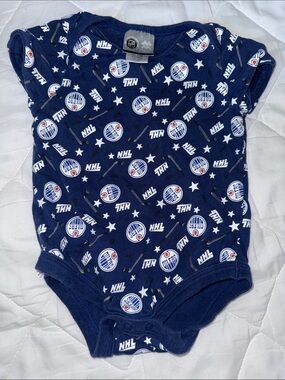 🍄9m NHL Edmonton Oilers Navy Blue Baby One-Piece Bodysuit gender neutral